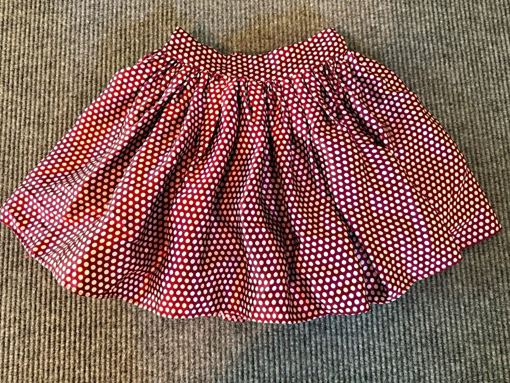 Carolina Zapf Girls 4T 100% Silk Burgundy Polka Dot Full Skirt Lined